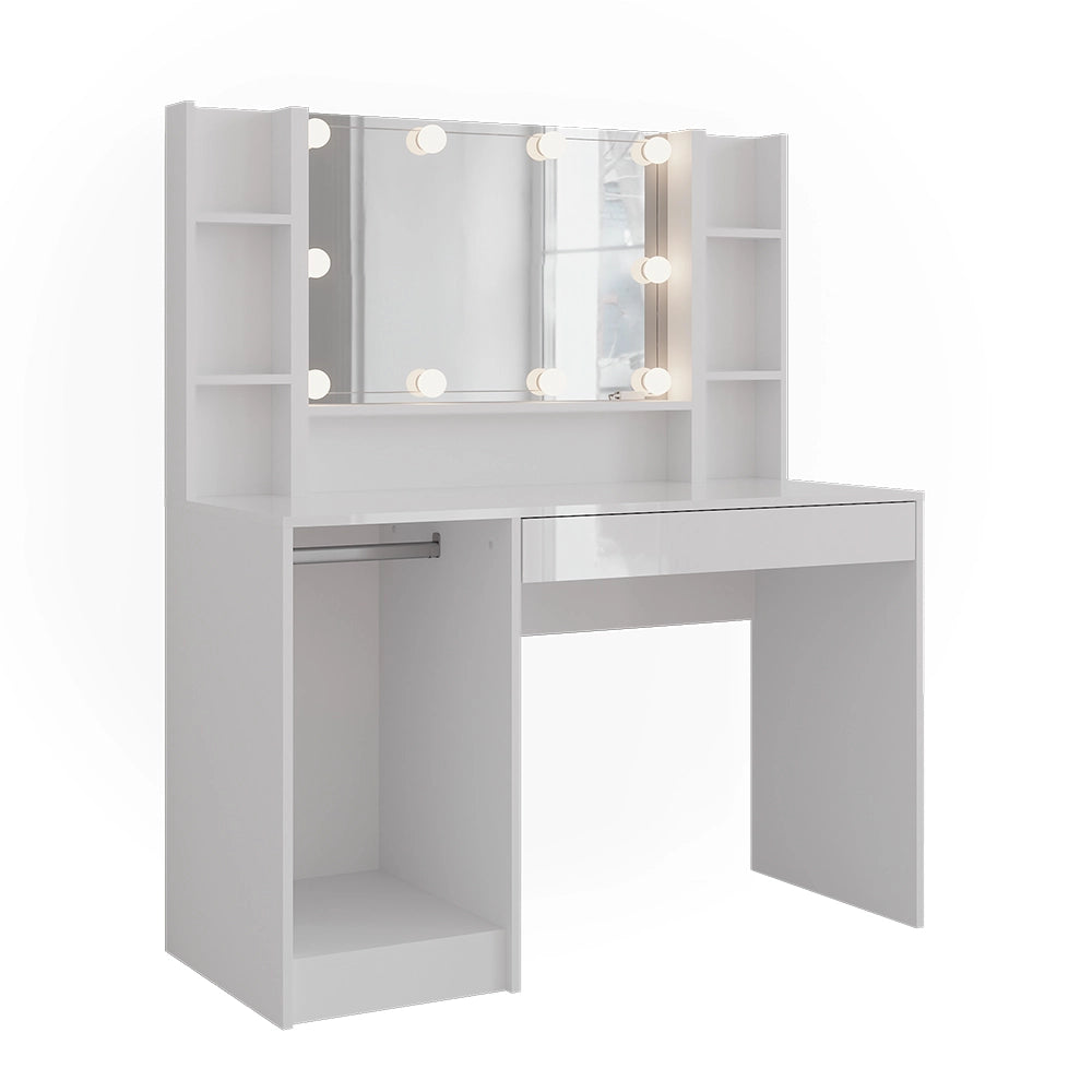 Vicco Tavolo da toeletta Bianco/bianco lucido 119.8 cm 4 parti