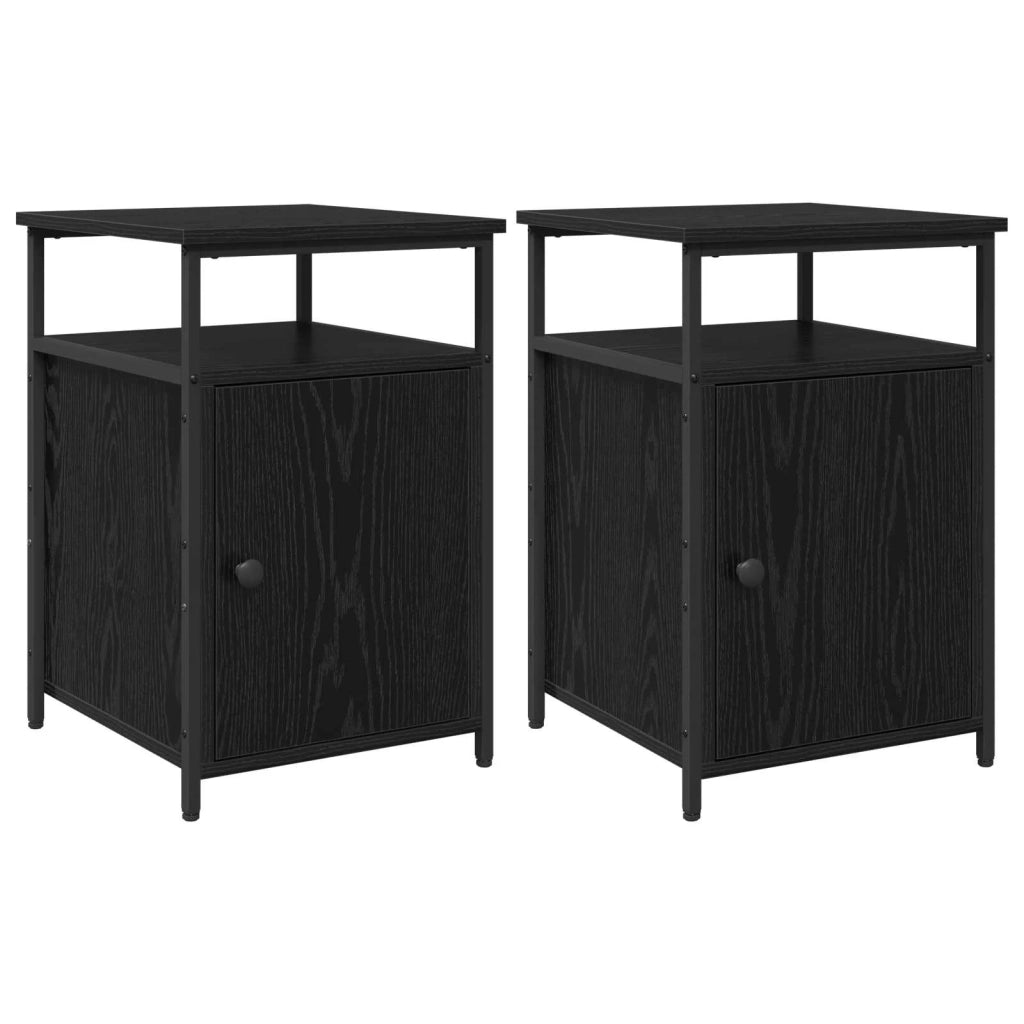 Armadio da Notte 2 pcs Rovere nero Legno multistrato 879506