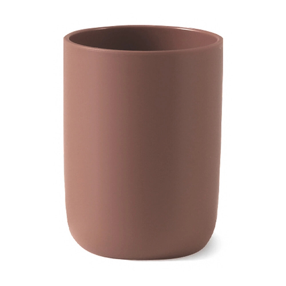 Set accessori bagno 3 pz con dispenser portaspazzolino e vassoio mocha - Taki