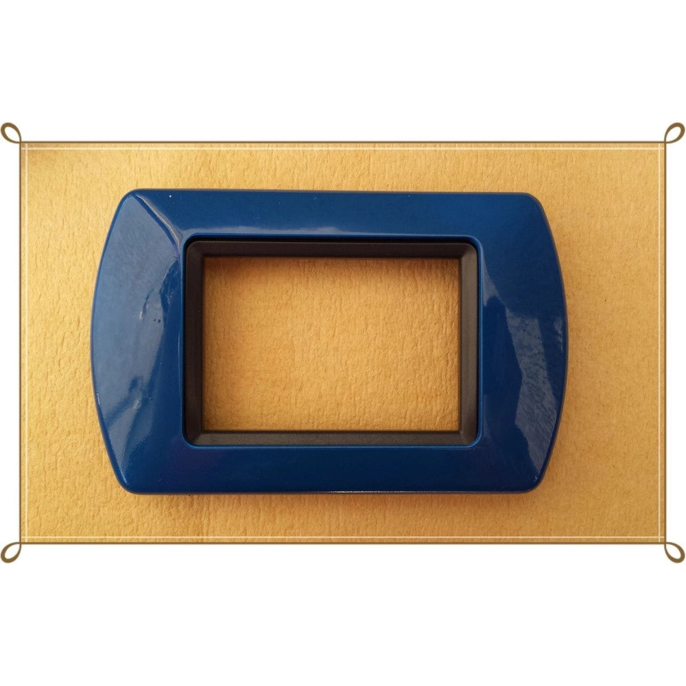 Trade Shop - Placchette Placche In Abs Compatibili Per Master Modo Colorra Placca Copriprese - Blu -3 Fori     -