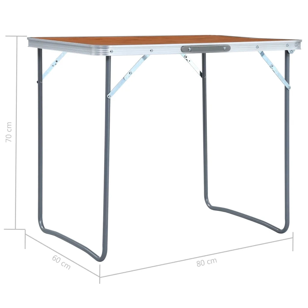 Tavolo da Campeggio Pieghevole con Telaio in Metallo 80x60 cm CFW5803354