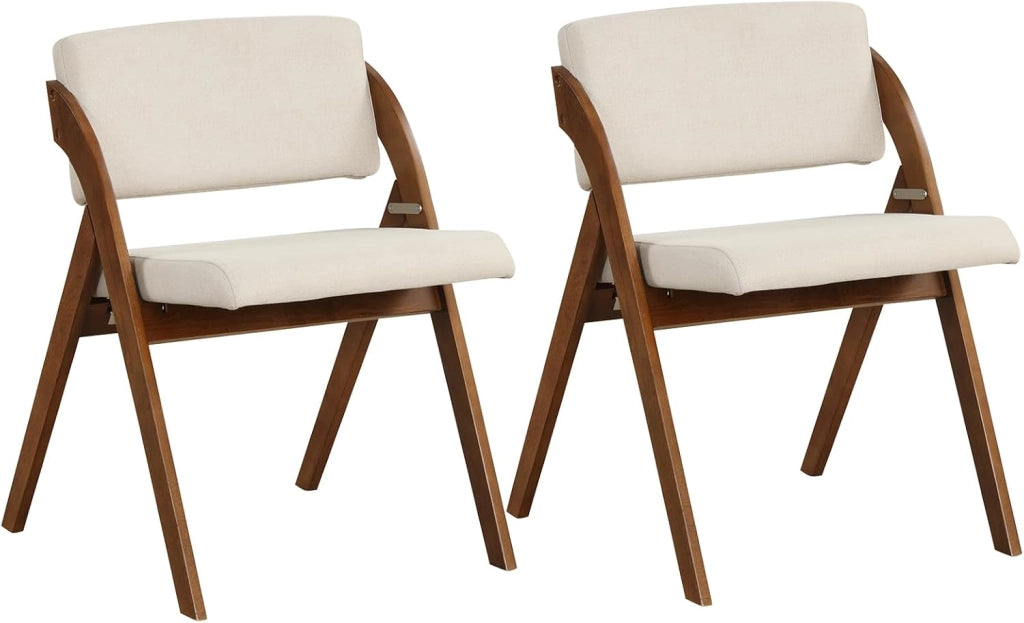 Set 2 Sedie da Pranzo, Sedia da Cucina Pieghevole con Gambe in Legno di Gomma, Sedile e Schienale Imbottiti, Sedia Portatile per Casa Ufficio Matrimonio, Portata 160 kg (Marrone)