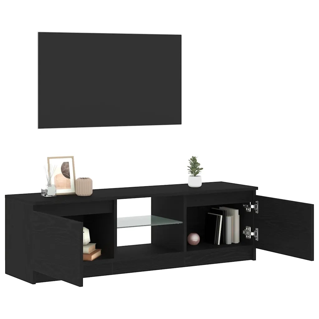 Mobile Porta TV con LED Rovere Nero 120x30x36 cm Multistrato