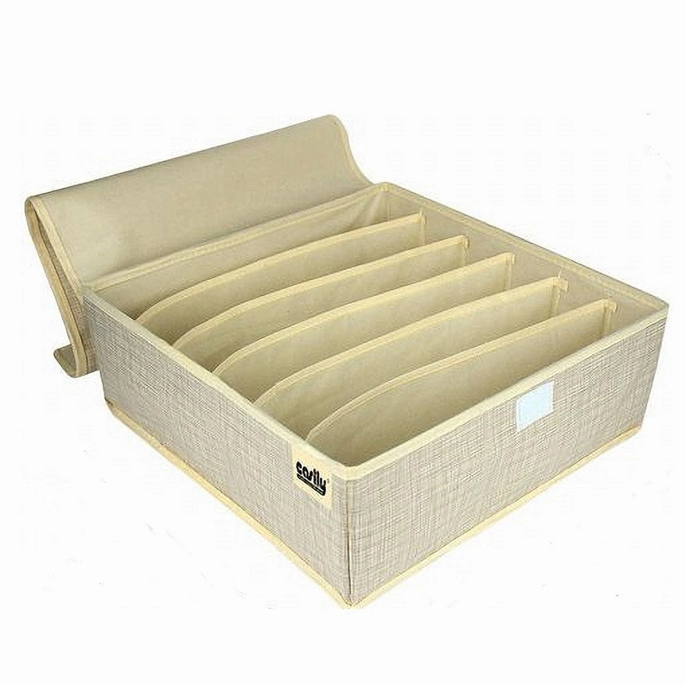Trade Shop - Portaoggetti Tessuto Organizer Contenitore Biancheria 6 Posti 32x32x12 Cm 69716 -