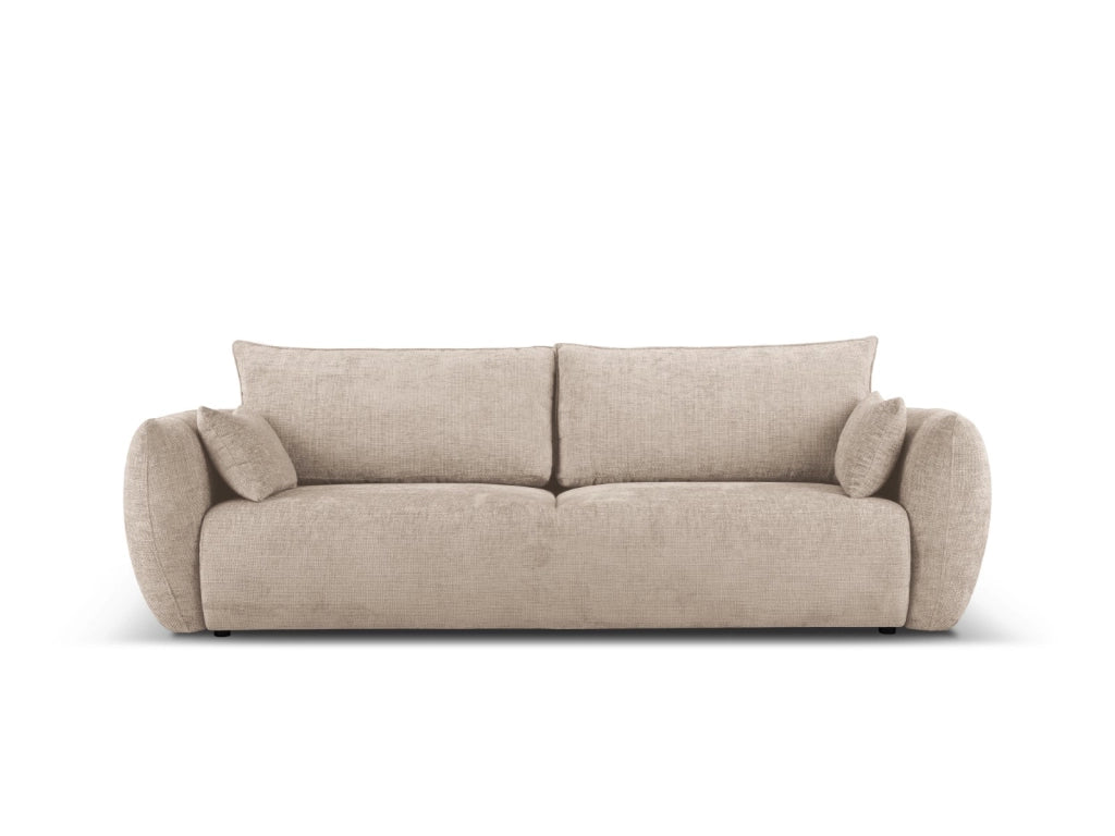 Cosmopolitan Design - Divano convertibile con contenitore "Matera" 3 posti in ciniglia beige 