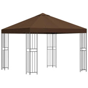 Gazebo | Pergolato 3 x 3 m Marrone Poliestere e Acciaio 190 gsm
