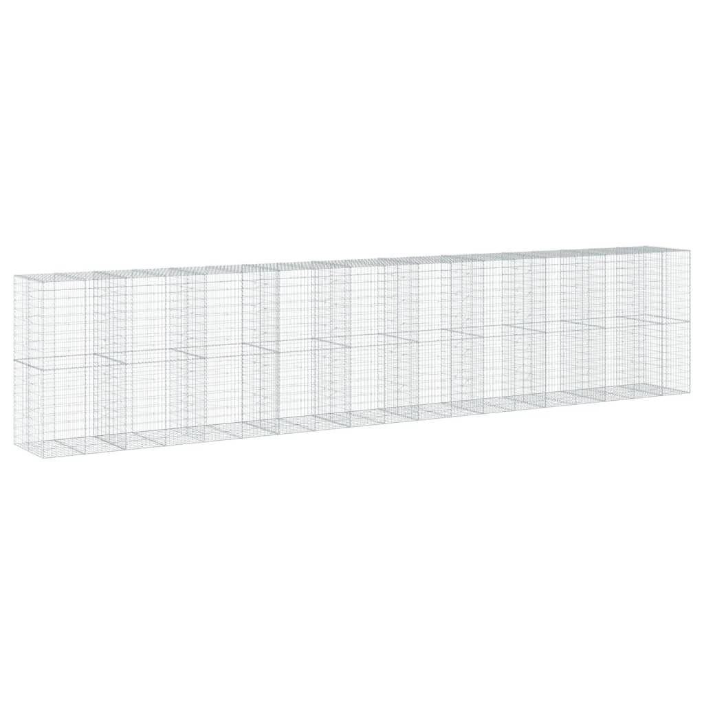 Gabbione recinto a gabbia muro di contenimento con coperchio 950 x 100 x 200 cm ferro zincato argento 02_0040218