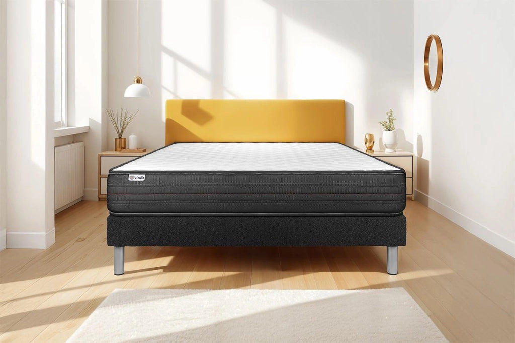 Letto con materasso VITALPOWER 135 x 190 cm Rete Kit Nero