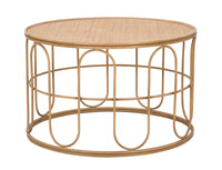 Tavolino Basso Ø80x50 cm in Metallo Piano in Rattan