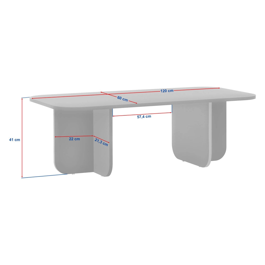 Nomeva, Tavolino da Salotto Forma Rettangolare, 120x60x41h cm Marrone Rovere