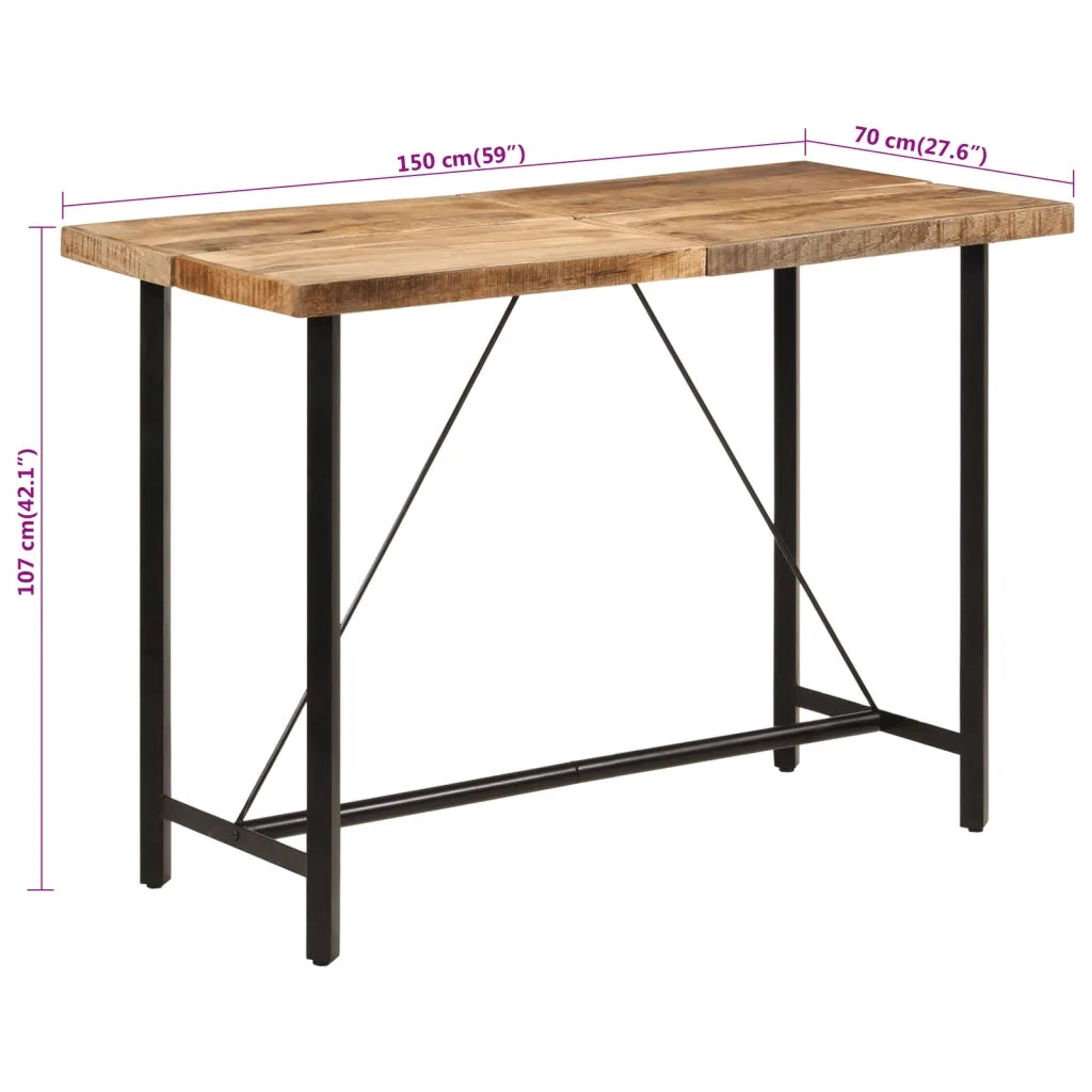 Tavolino da Bar 150x70x107 cm Legno Massello di Mango e Ferro