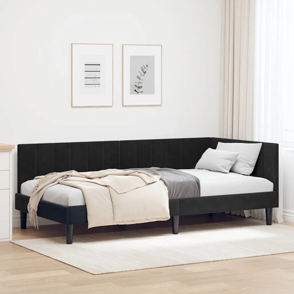 vidaXL Cornice del letto ad angolo Nero 90 x 200 cm Velluto