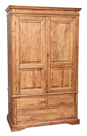 Biscottini Armadio Country in legno massello di tiglio finitura naturale L120xPR59xH197 cm. Made in Italy
