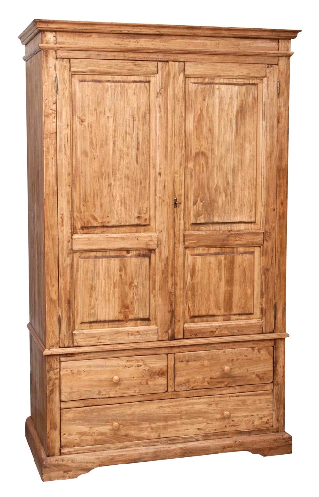 Biscottini Armadio Country in legno massello di tiglio finitura naturale L120xPR59xH197 cm. Made in Italy