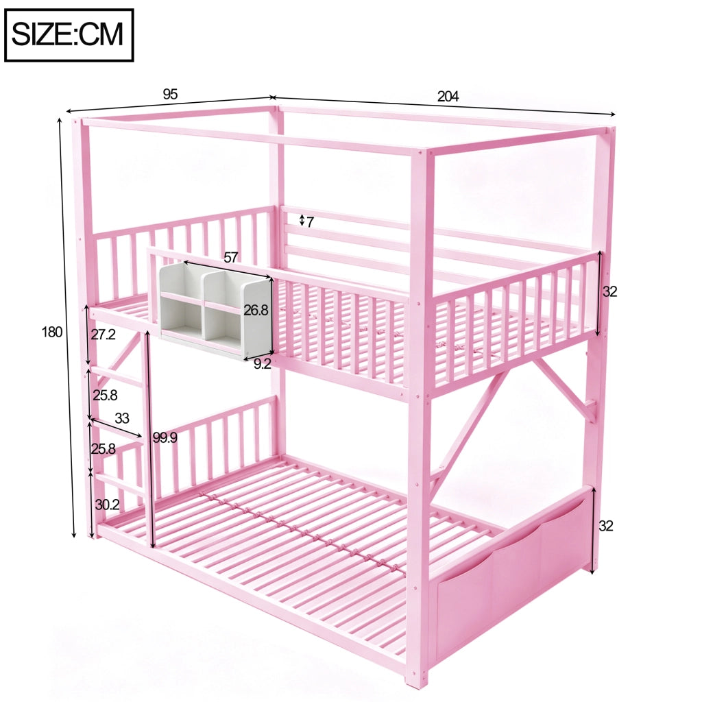 letto a castello metallo rosa 96 x 204 cm