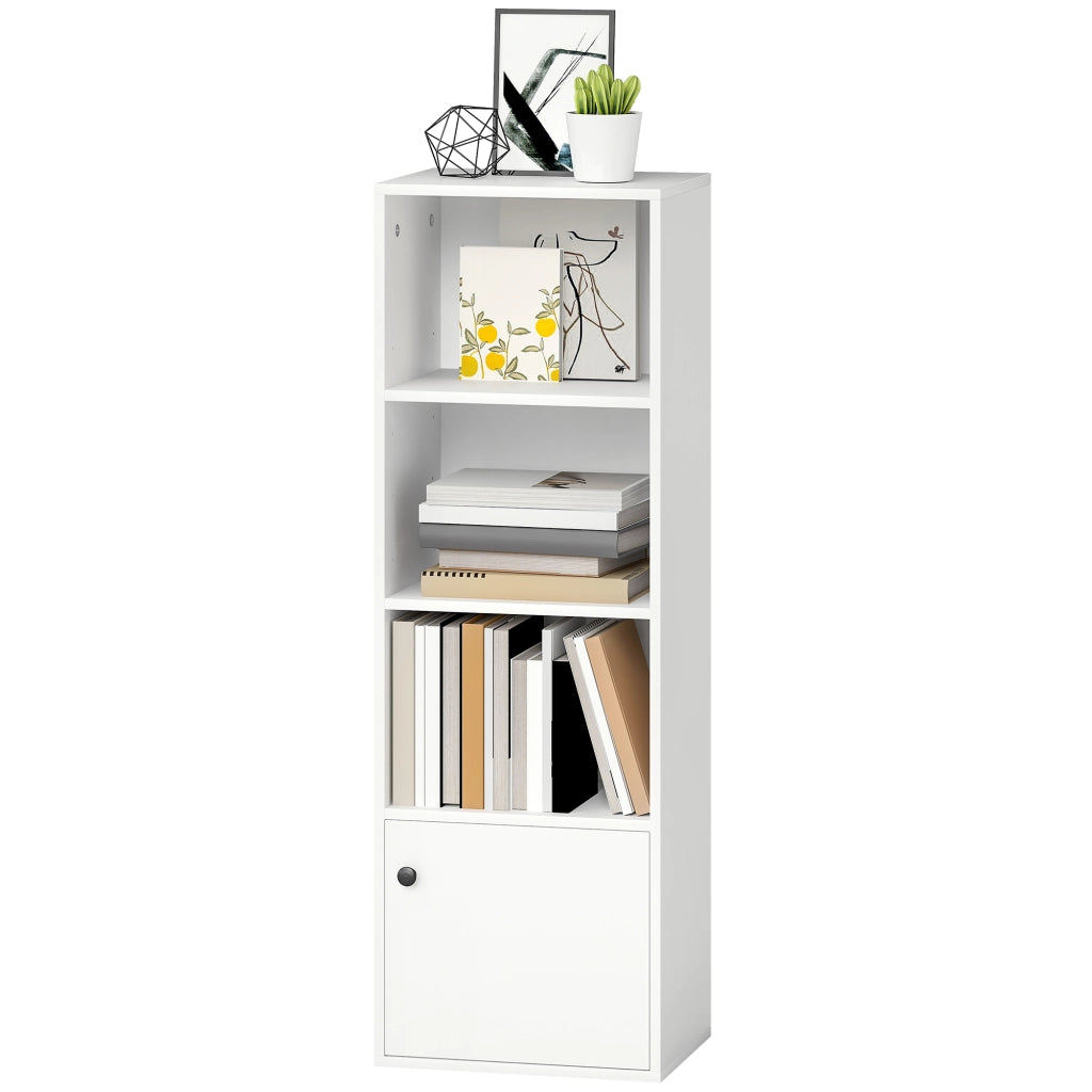 Libreria Moderna 4 Livelli con Anta ¨C zephmum ¨C Bianco 40x30x120 cm