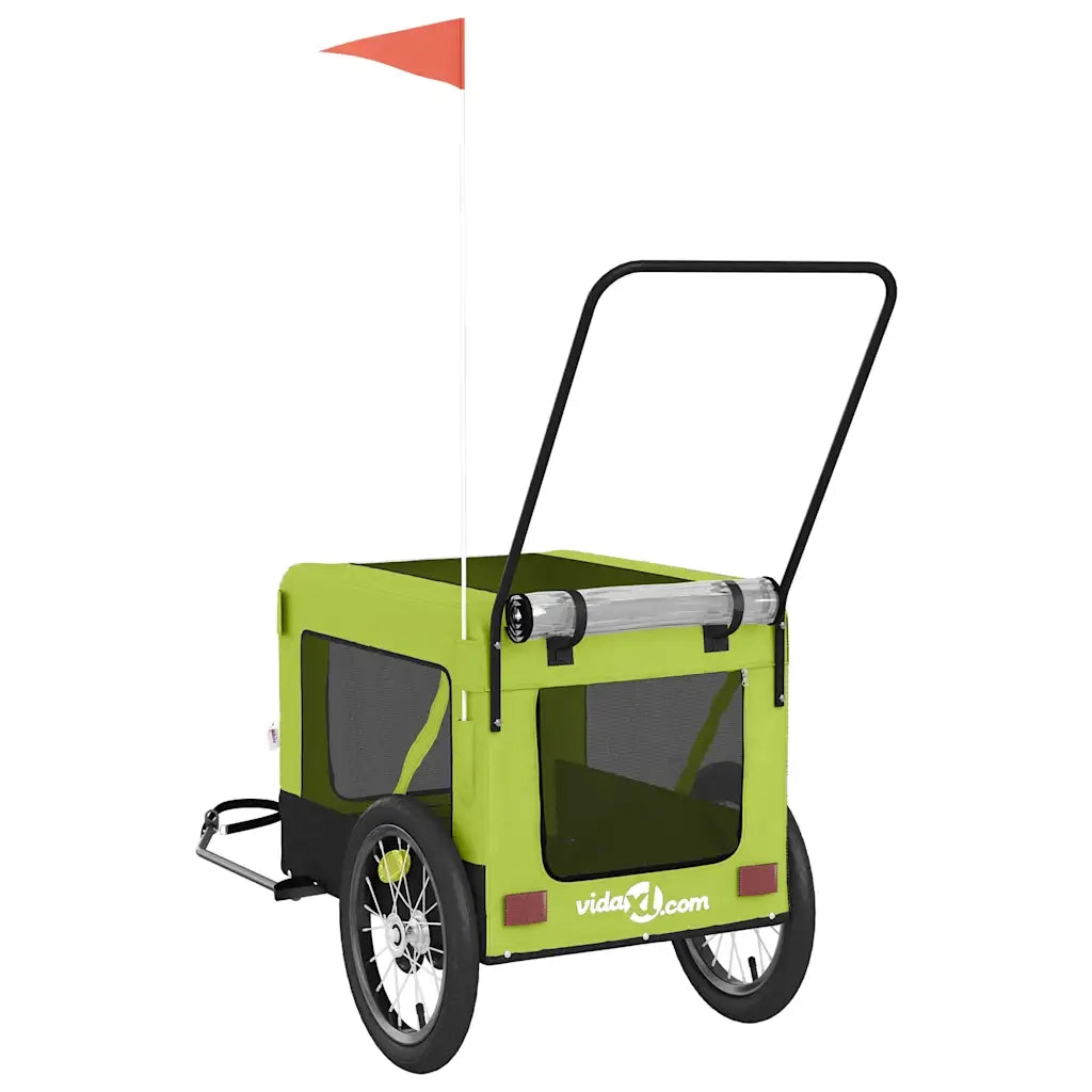 Rimorchio da Bici per Animali Verde e Nero Oxford e Ferro CFW9510666