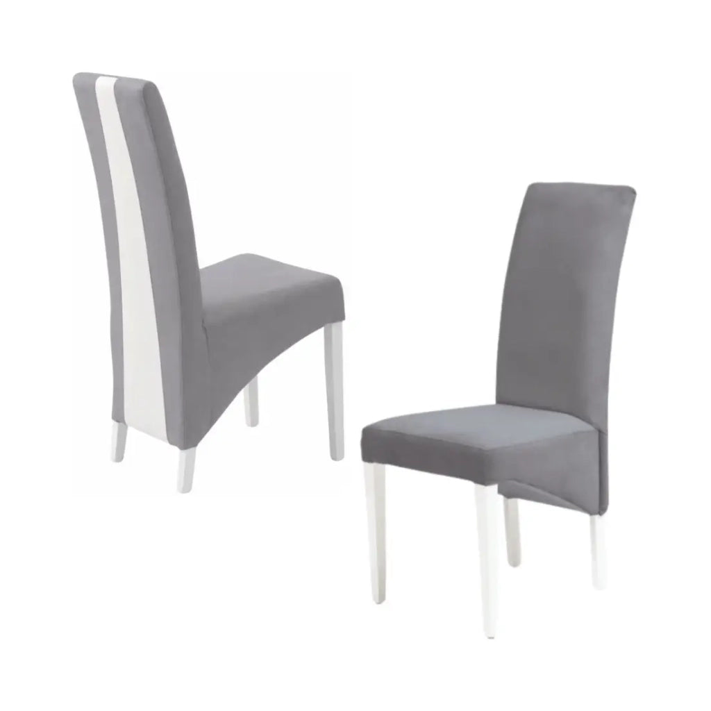 Set di 2 sedie BASIKA grigio e bianco in similpelle con gambe bianche – Stile vintage