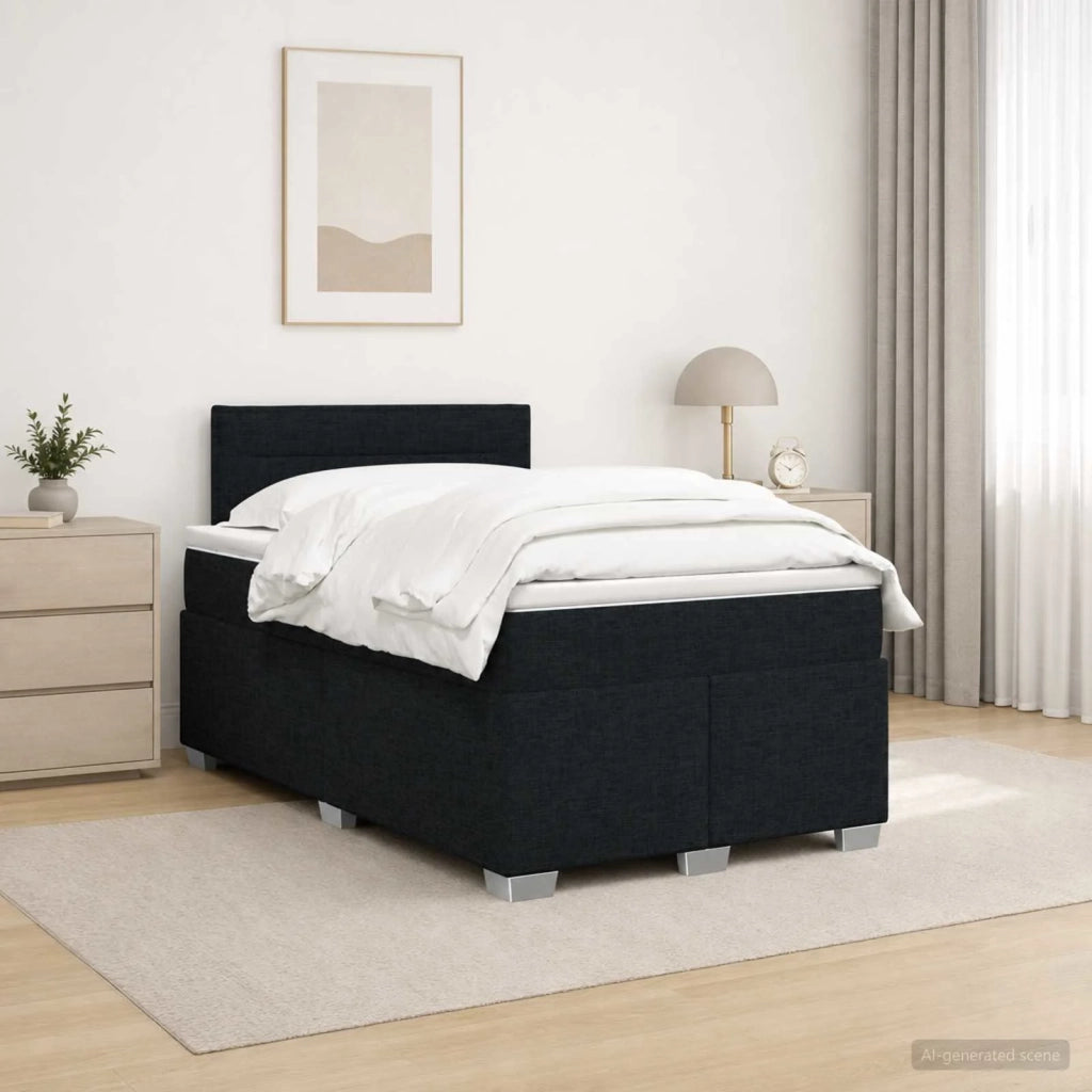 Letto box spring con materasso Nero 120 x 200 cm Tessuto 3450448