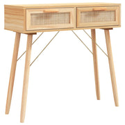 Tavolo Consolle | Tavolo d'Ingresso Marrone 80x30x75 Massello Pino Rattan Naturale