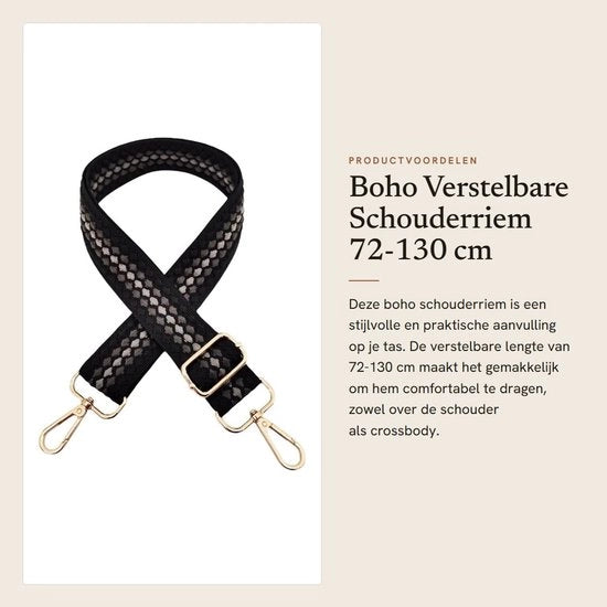 Raccordo per borsa in nylon duraturo 72-130 cm - Tasca con regolazione di altezza - Stile boho - Cinturino sostituibile - Zoccolo - Cinturino per borsa