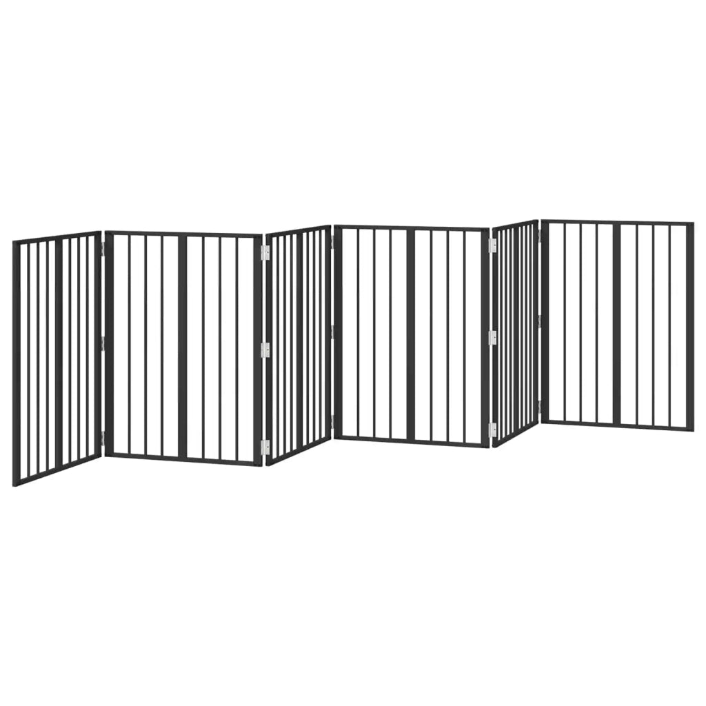 Cancello per cani 6 pcs Nero 60 x 80 cm Acciaio zincato 892016