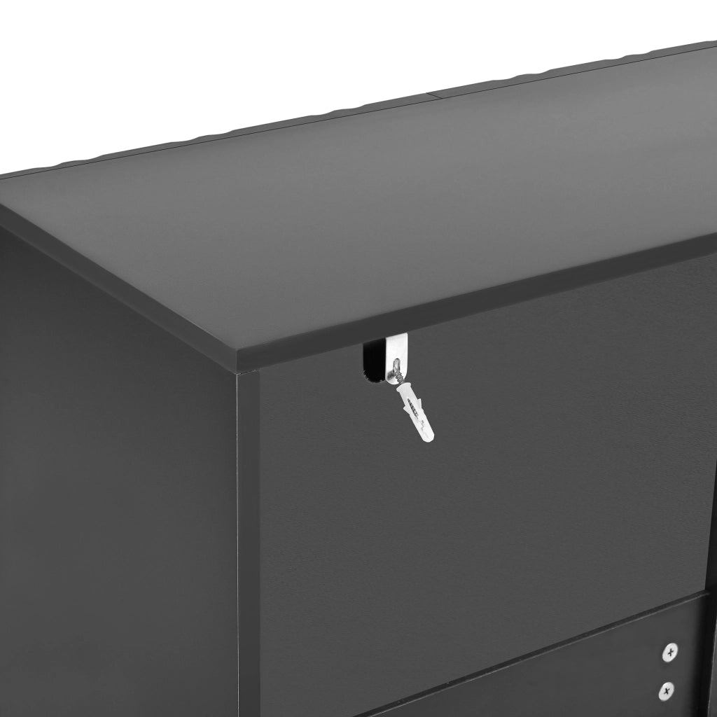 Mobile contenitore a 3 ante con ripiani regolabili in MDF e pannello truciolare nero 120 × 35.5 × 80 cm