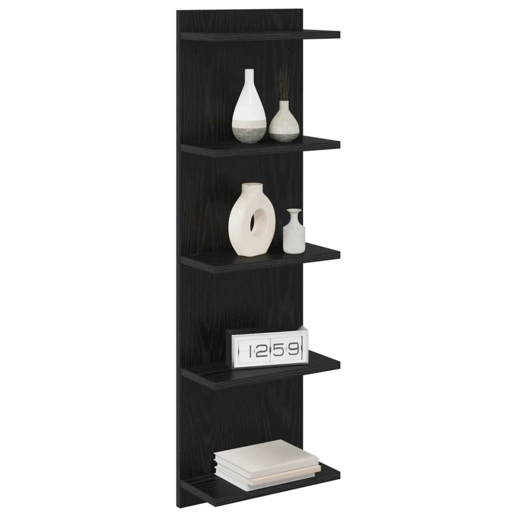 Scaffale da parete Rovere Nero 30 x 15 x 100 cm 8012398