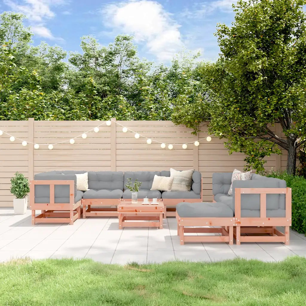 Set Divani Giardino 10pz con Cuscini Legno Massello di Douglas 3186079