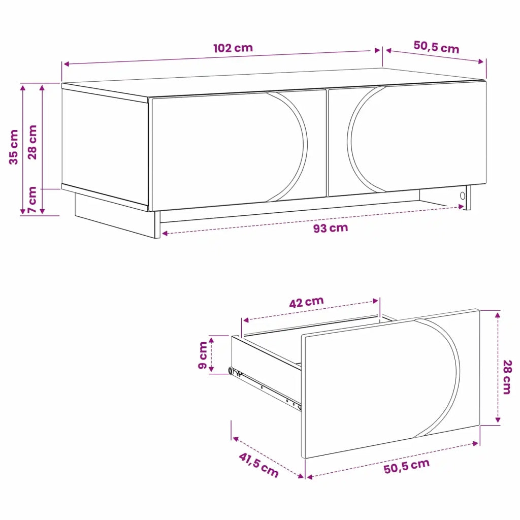 Tavolino da salotto Nero 102 x 50,5 x 35 cm 8011451