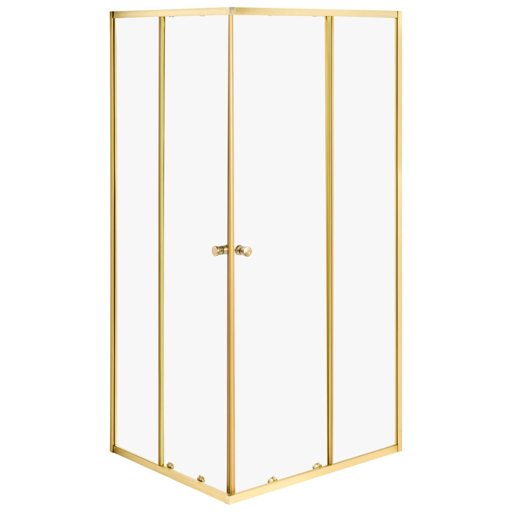 Box doccia in vetro temperato dorato con telaio in alluminio, anta singola, 90 x 90 x 190 cm, design moderno