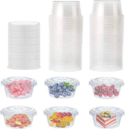 Contenitori alimentari in plastica con coperchi - 50 pezzi - BPA libero - contenitori per cibi - 150 ml - impermeabili - pasti da asporto - dips