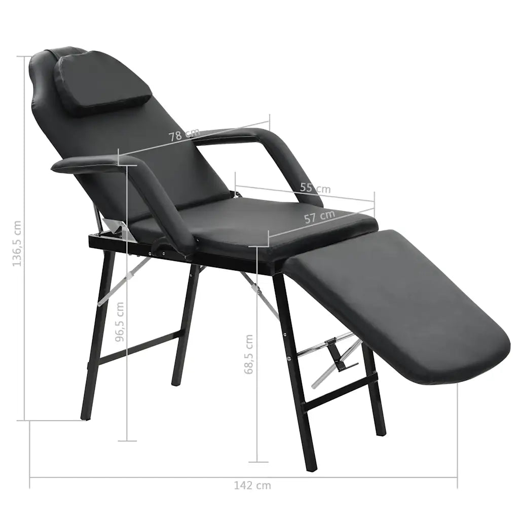 Lettino da Massaggio Portatile in Similpelle 185x78x76 cm Nero 110160