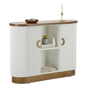 Credenza Ferrule, Buffet da soggiorno, Madia da salotto, Dispensa da cucina, 121x41 h90 cm, Bianco e Marrone