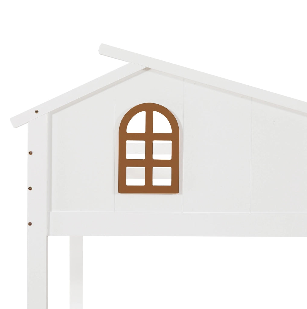 Letto a castello bianco 90x200 e 120x200 cm con scivolo, scala e 2 cassetti