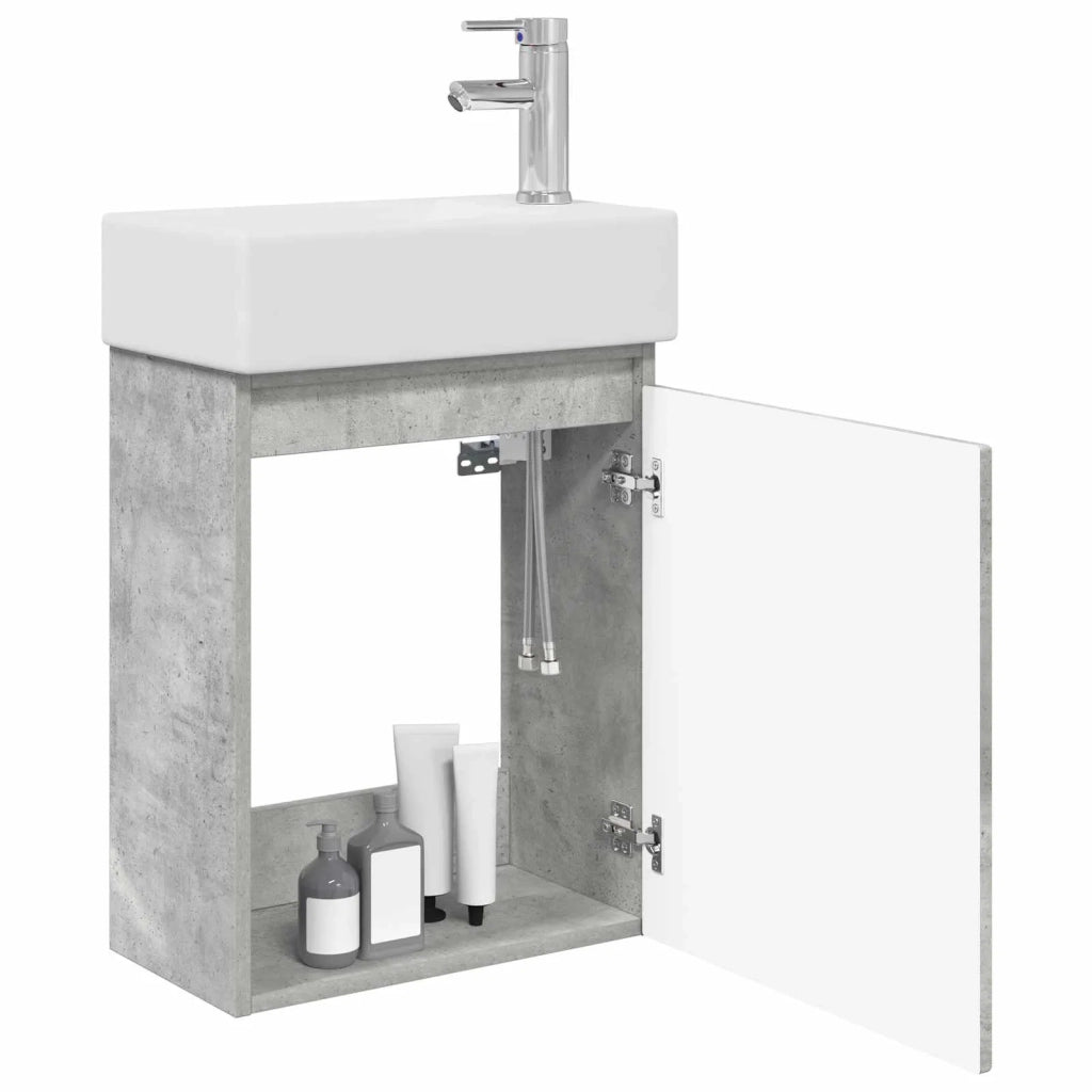 Mobile bagno con rubinetto Grigio Cemento 45,5 x 22,5 x 84 cm