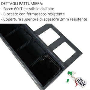 Pattumiera per Raccolta Differenziata 2 Scomparti 120 L 60x30x96 cm in Acciaio Verniciato Bianco