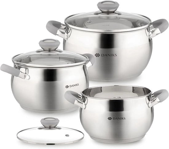 Set di Panni da Cucina Moderni - Acciaio Inossidabile - 5 Pezzi - Inclusi Copri Panni in Vetro