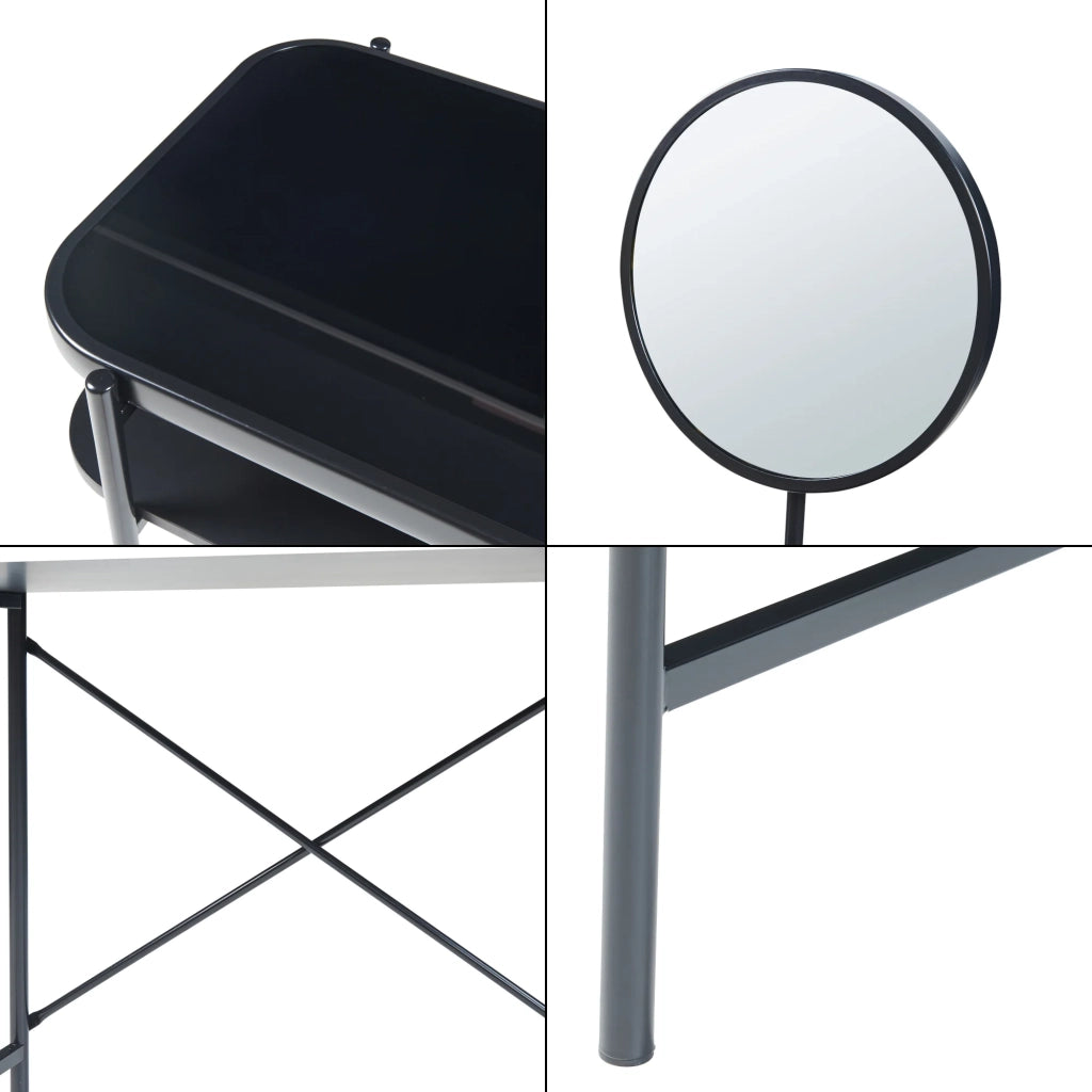 Toletta in acciaio e vetro 129 x 80 x 44 cm nero 03_0009288