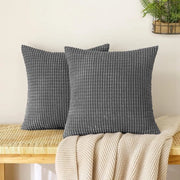 Set di cuscini di corduroy con granulato, decorativo e soffice - set di 2, 40x40 cm, grigio scuro