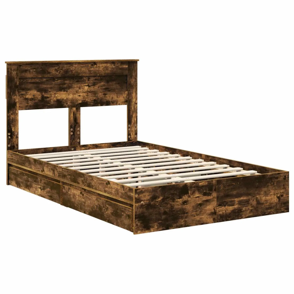 Letto con Contenitore con testiera Rovere fumé 135 x 190 cm 3409921