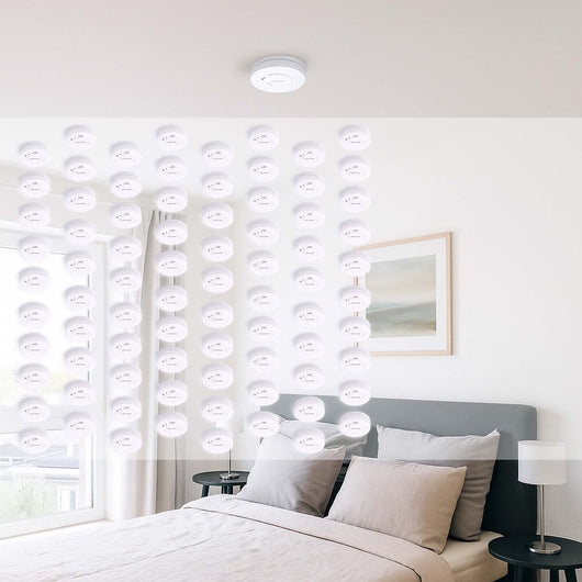 Set 80x Rilevatore di fumo con batteria fissa da 3 V, 10 anni senza manutenzione, allarme antincendio con funzione HUSH, sensore antifumo fotoelettrico affidabile con potenza sonora di 85 dB