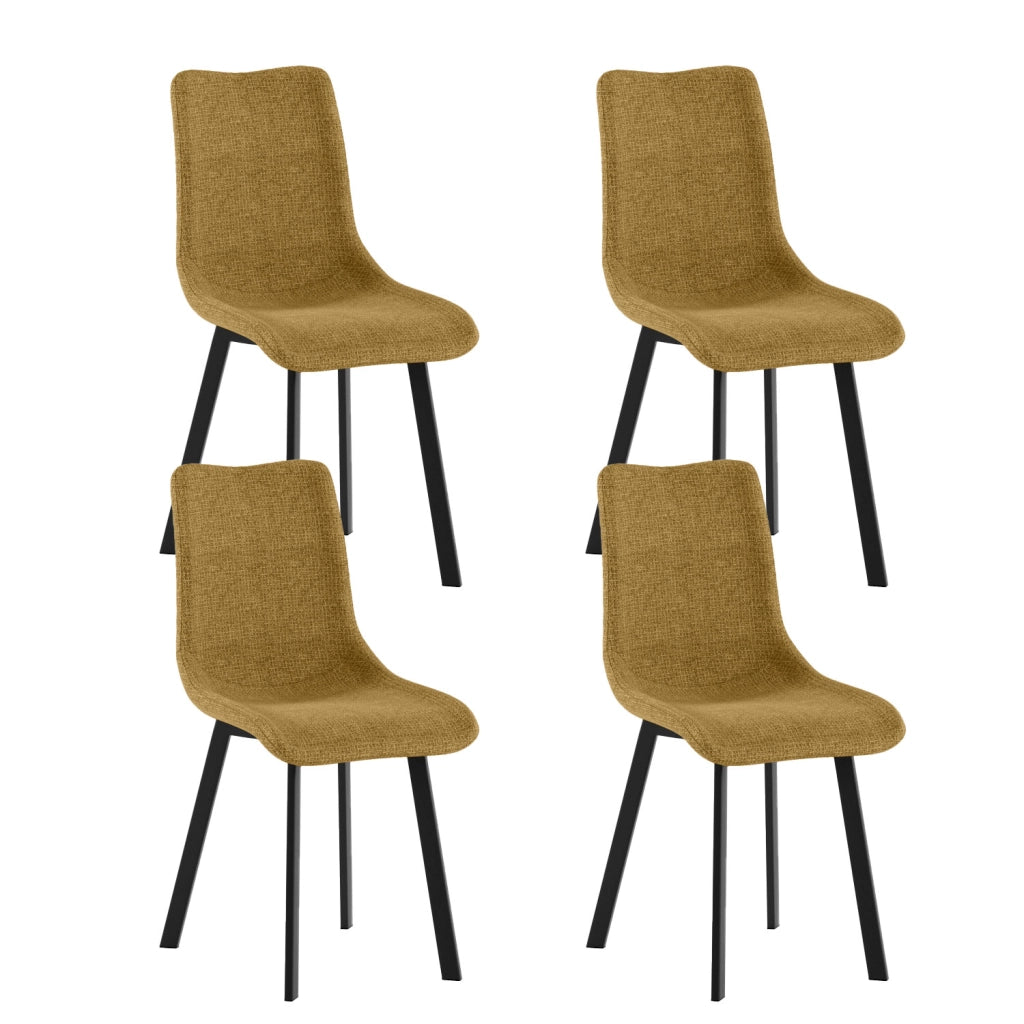 Set 4 Sedie Iris 45x56x86 cm in Tessuto Easy-Clean Giallo