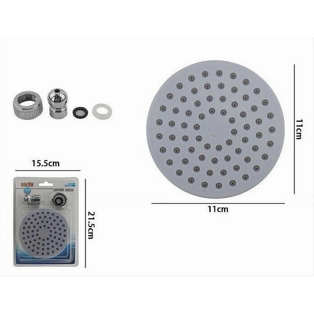 Trade Shop - Soffione Per Doccia Rotondo 11 Cm Ugelli Fori Bagno Miscelatore Attacchi 69284 -