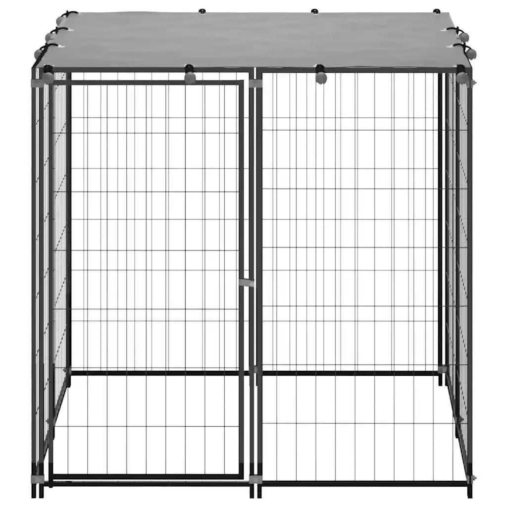 Canile Recinto per Cani Nero 110x110x110 cm in Acciaio cod mxl 45920