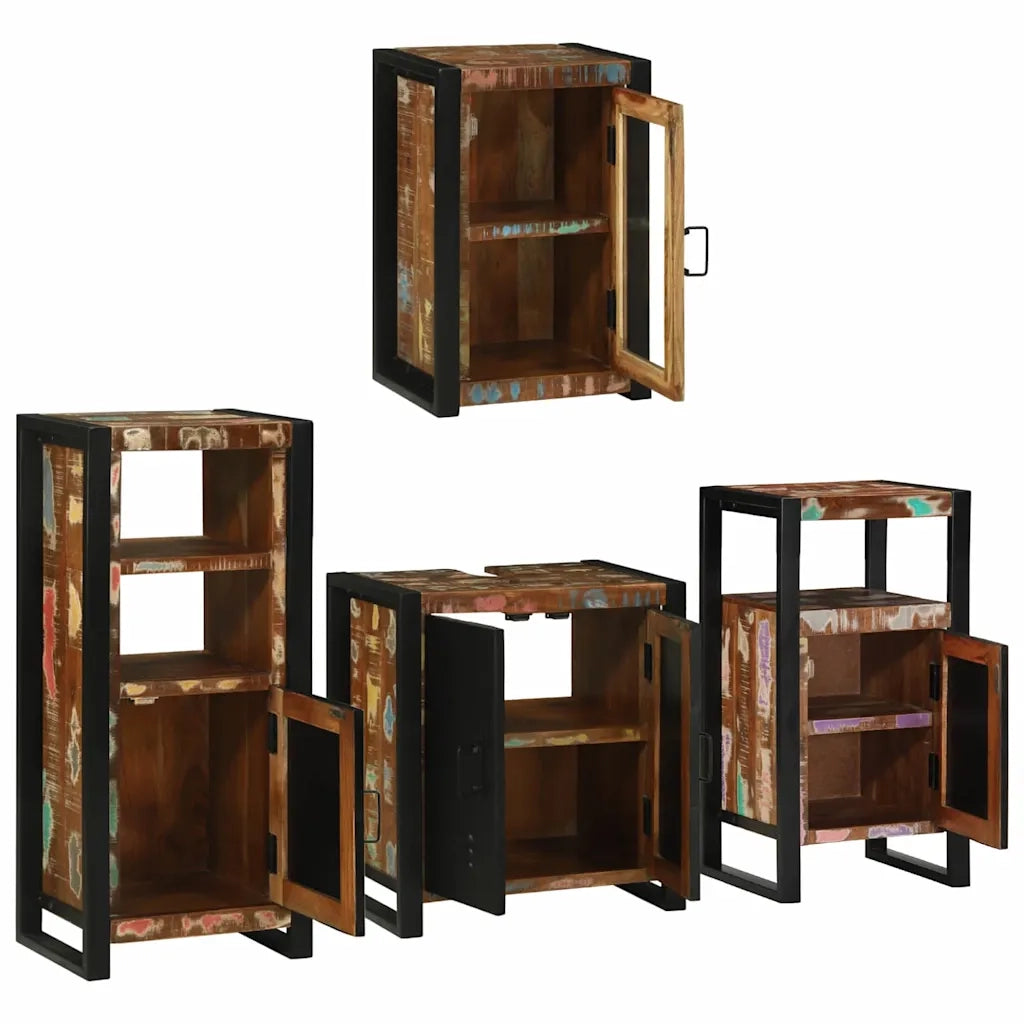 Set di mobili per il bagno 4 pcs Legno massello riciclato