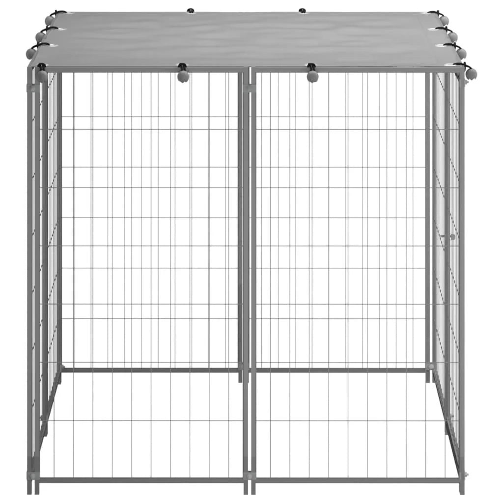 Gabbia per cani da esterno per animali parco cani argento 110 x 110 x 110 cm acciaio 02_0000234