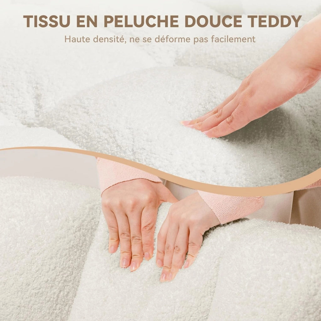 Poltrona a dondolo, poltrona relax con braccioli Poggiatesta in peluche felpato, portata massima 150 kg, sedia a sdraio da giardino per camera da letto, soggiorno, beige