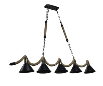 Lampadario da soffitto corda in canapa vintage rustico lampada 5 attacchi E27