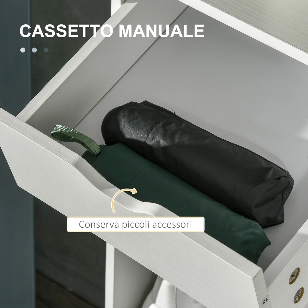 Easycomfort Mobile Scarpiera Salvaspazio con Ripiani e Cassetto per 12 Scarpe, 88x30x93cm, Bianco